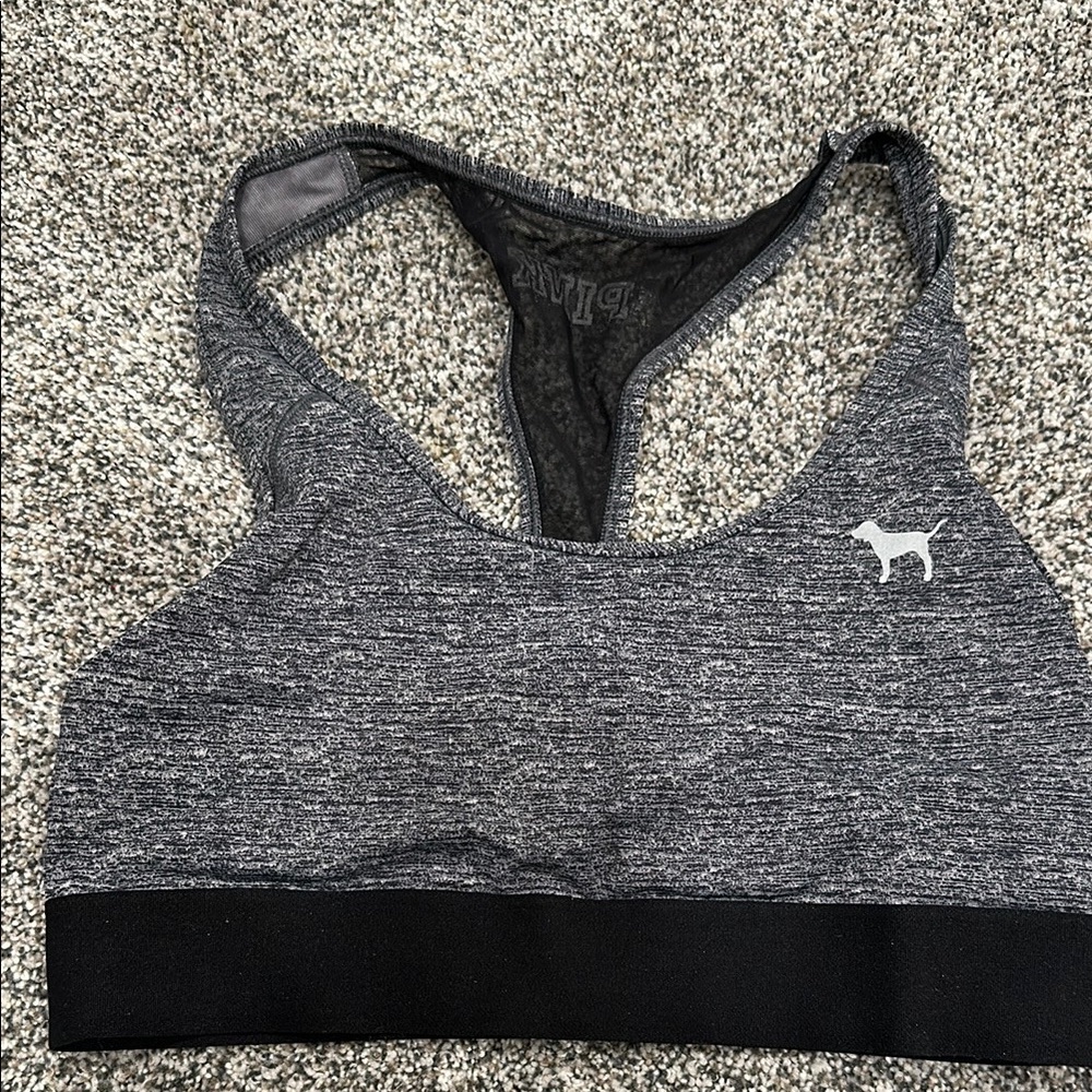 Gray Sports Bra with Dog Logo